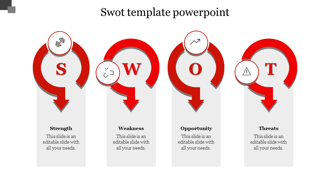Free - Effective SWOT Template PowerPoint In Red Color Slide